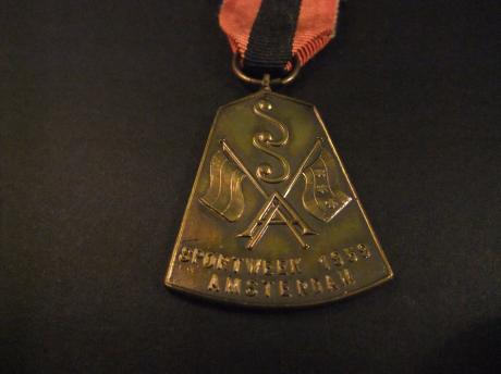 Sportweek Amsterdam 1959 vlaggen met Amsterdams kruis